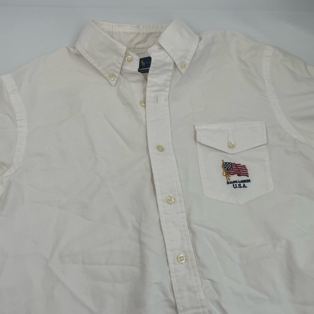 Ralph Lauren Blue‎ Label Men's M Vintage USA Short Sleeve Button Down Shirt